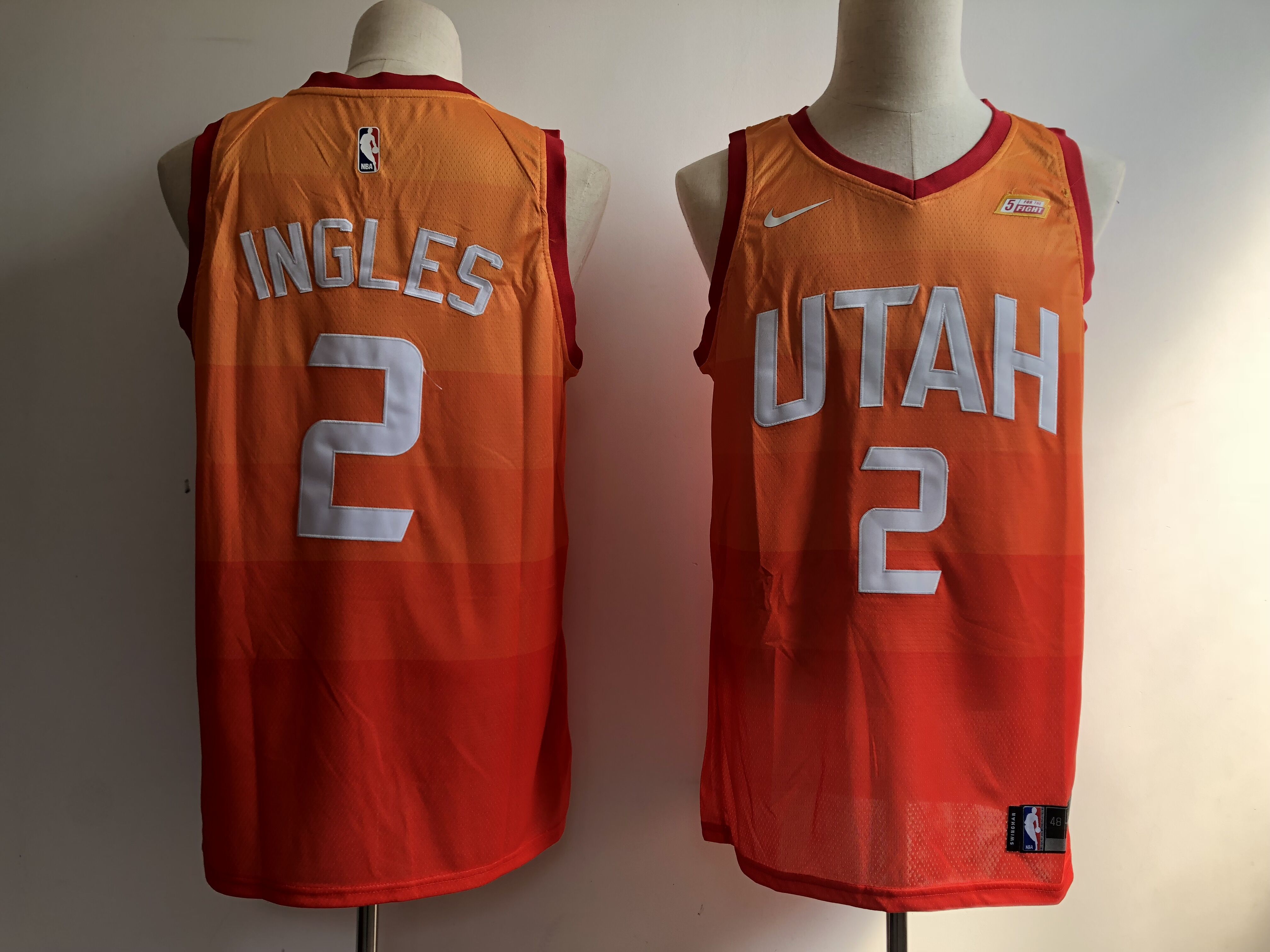Men Utah Jazz #2 Ingles Orange City Edition Game Nike NBA Jerseys